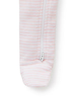 Zip Growsuit- Pale Pink Melange Stripe