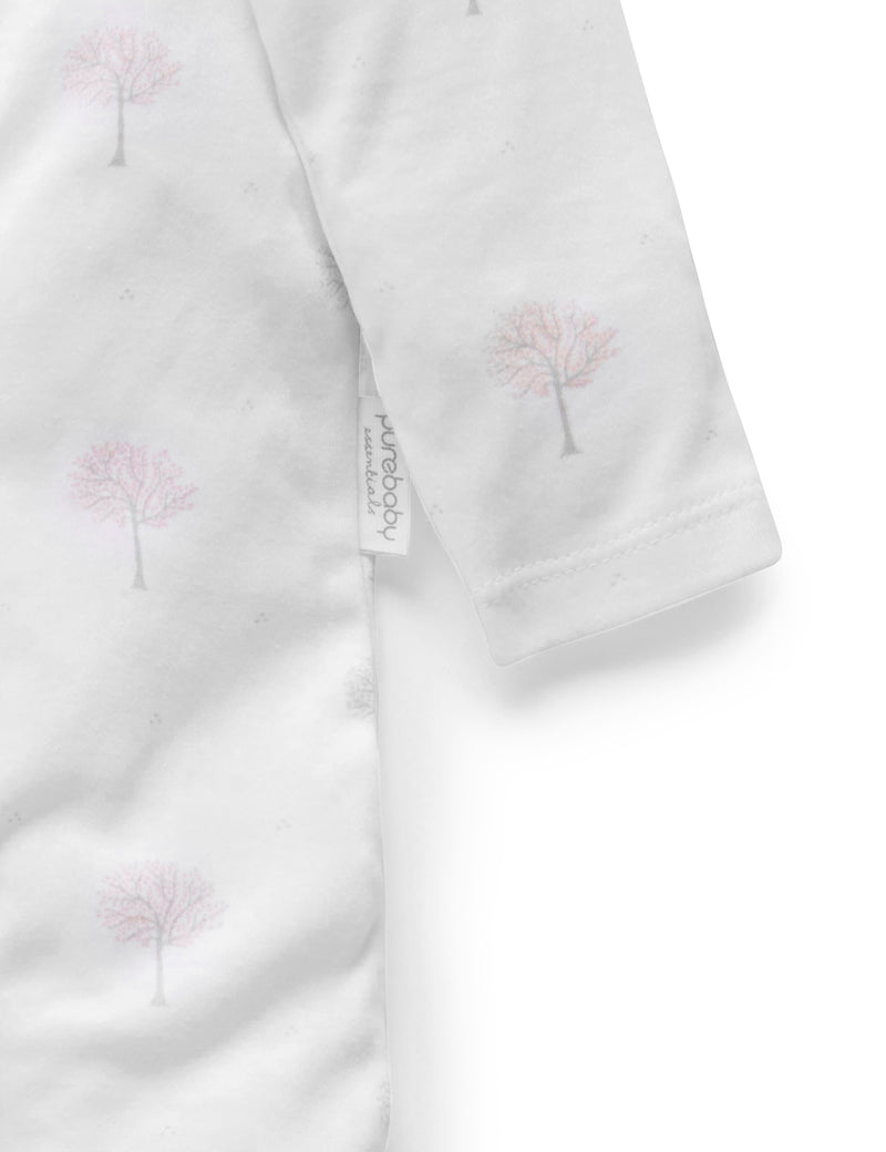 Zip Growsuit- Pale Pink Tree