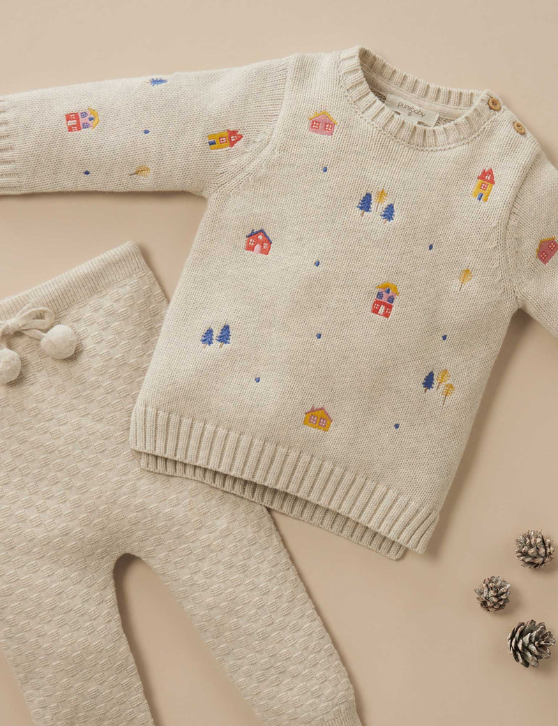 Textured Knit Leggings - Cloud Melange