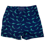 Shark Print Quick Dry Boardshorts - Navy