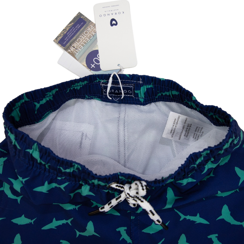 Shark Print Quick Dry Boardshorts - Navy