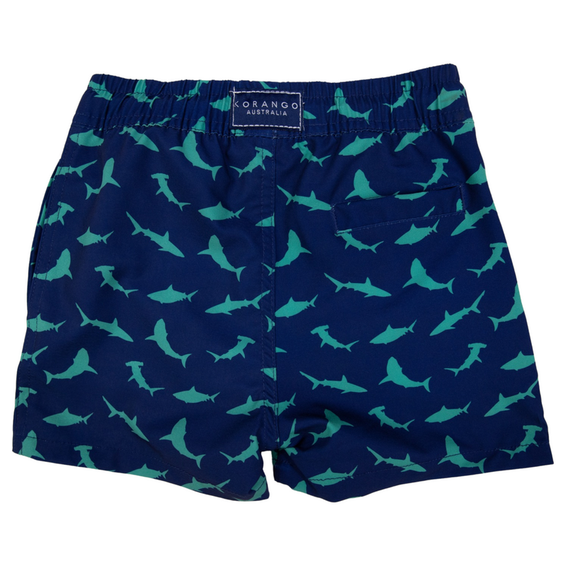 Shark Print Quick Dry Boardshorts - Navy