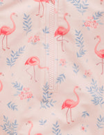 Frilly Long Sleeve Swimsuit - Flamingo