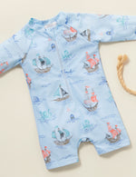 Printed Long Sleeve Sunsuit - Pirate Ships