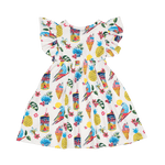 Tropicana Dress with Shoulder Frills