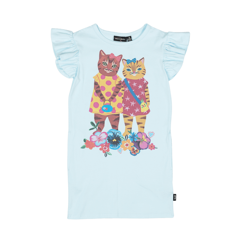 Puddy Cats T-Shirt Dress with Shoulder Frills