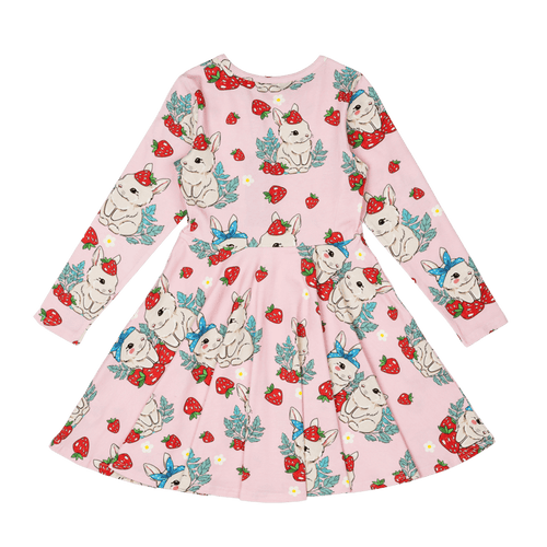 Berry Bunny Long Sleeve Waisted Dress