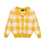 Mustard Checkered Knit Cardigan