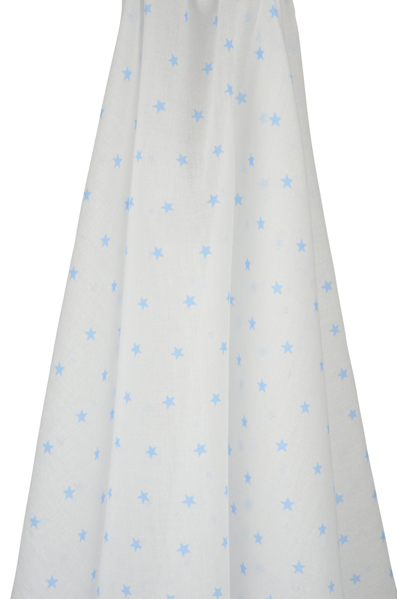 White Muslin Wrap with Blue Stars