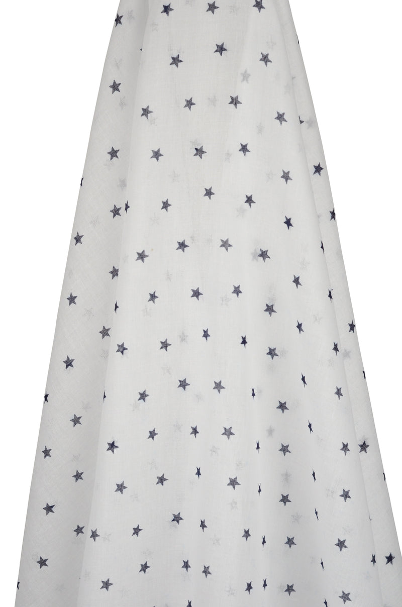 White Muslin Wrap with Navy Stars