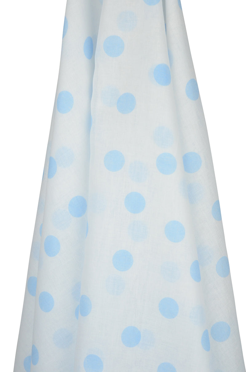 White Muslin Wrap with Blue Spots