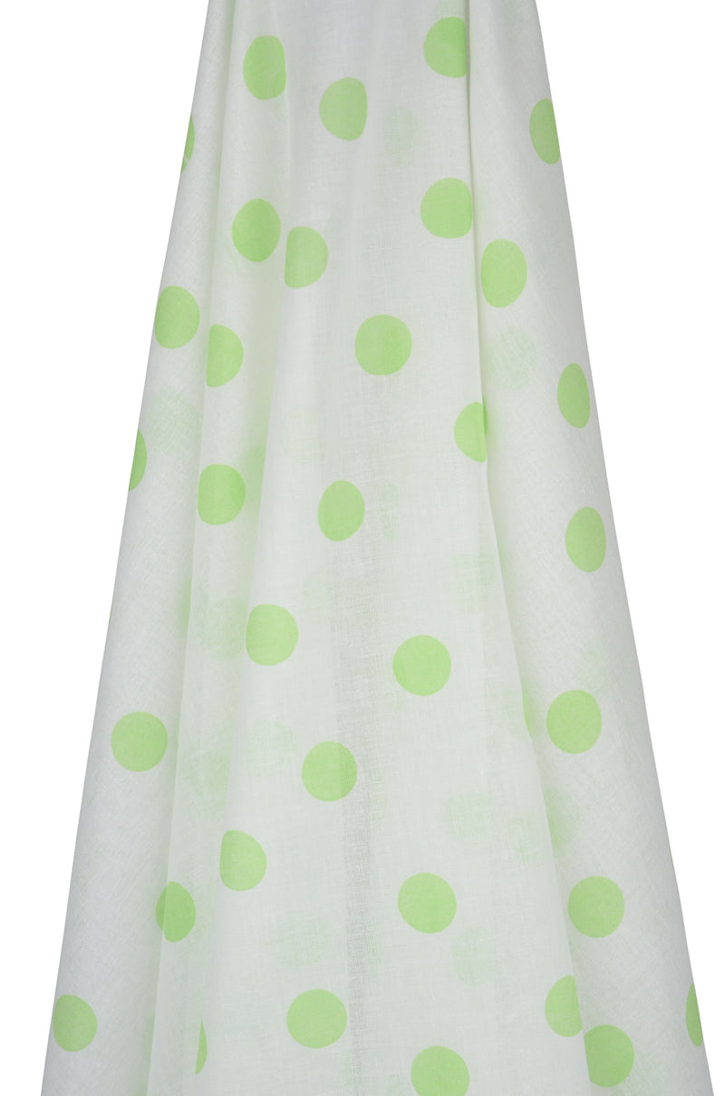 White Muslin Wrap with Green Spots
