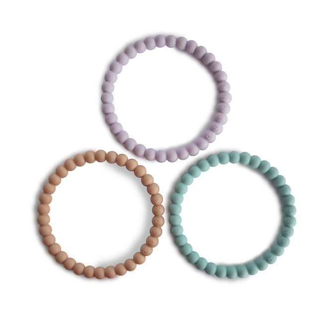 Silicone Pearl Teether Bracelets - Lilac/Cyan/Soft Peach